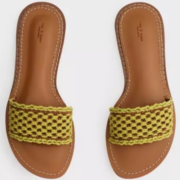Rag & Bone Melrose Woven Slides Sz 40 in Limelight NewLeatherResort Style